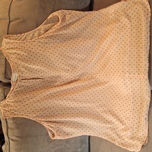 Liz Claiborne Sheer Pink and Embroidered Black Dots Sleeveless Blouse 2X